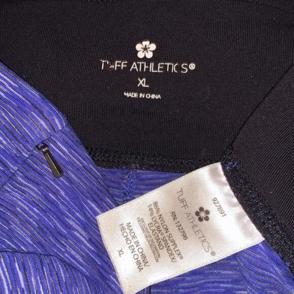 Tuff Athletics Womens Activewear Leggings XL Blue Striped Pattern Nylon Spandex - Picture 2 of 5